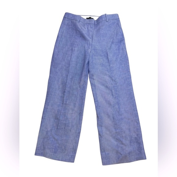 J. Crew size 6 new with tags chambray straight leg linen pants 27.5 inseam - Picture 2 of 6